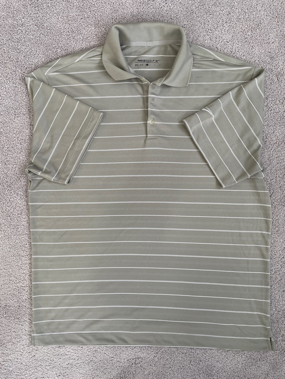 Nike Golf Dri‑Fit Polo Men’s Large Light Taupe White Stripe